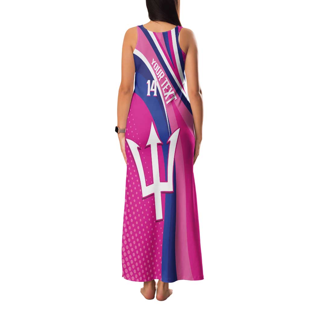 Custom Barbados Royals Cricket Family Matching Tank Maxi Dress and Hawaiian Shirt Go Champions Tridents Pink Version