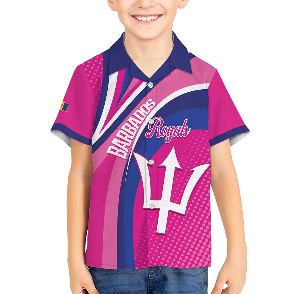 Custom Barbados Royals Cricket Kid Hawaiian Shirt Go Champions Tridents Pink Version