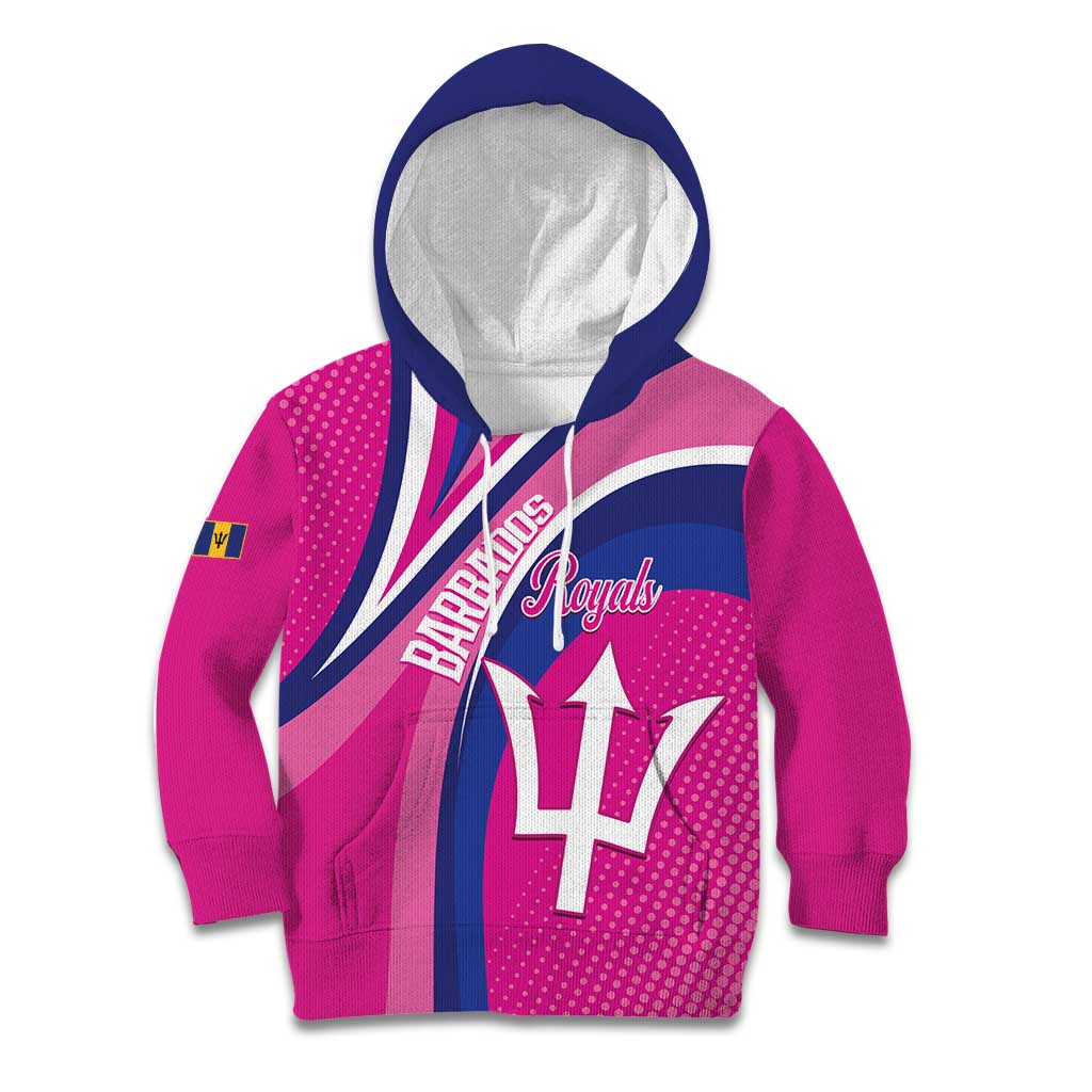 Custom Barbados Royals Cricket Kid Hoodie Go Champions Tridents Pink Version