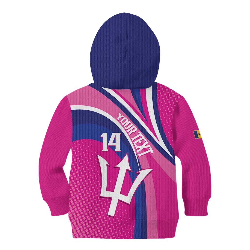 Custom Barbados Royals Cricket Kid Hoodie Go Champions Tridents Pink Version