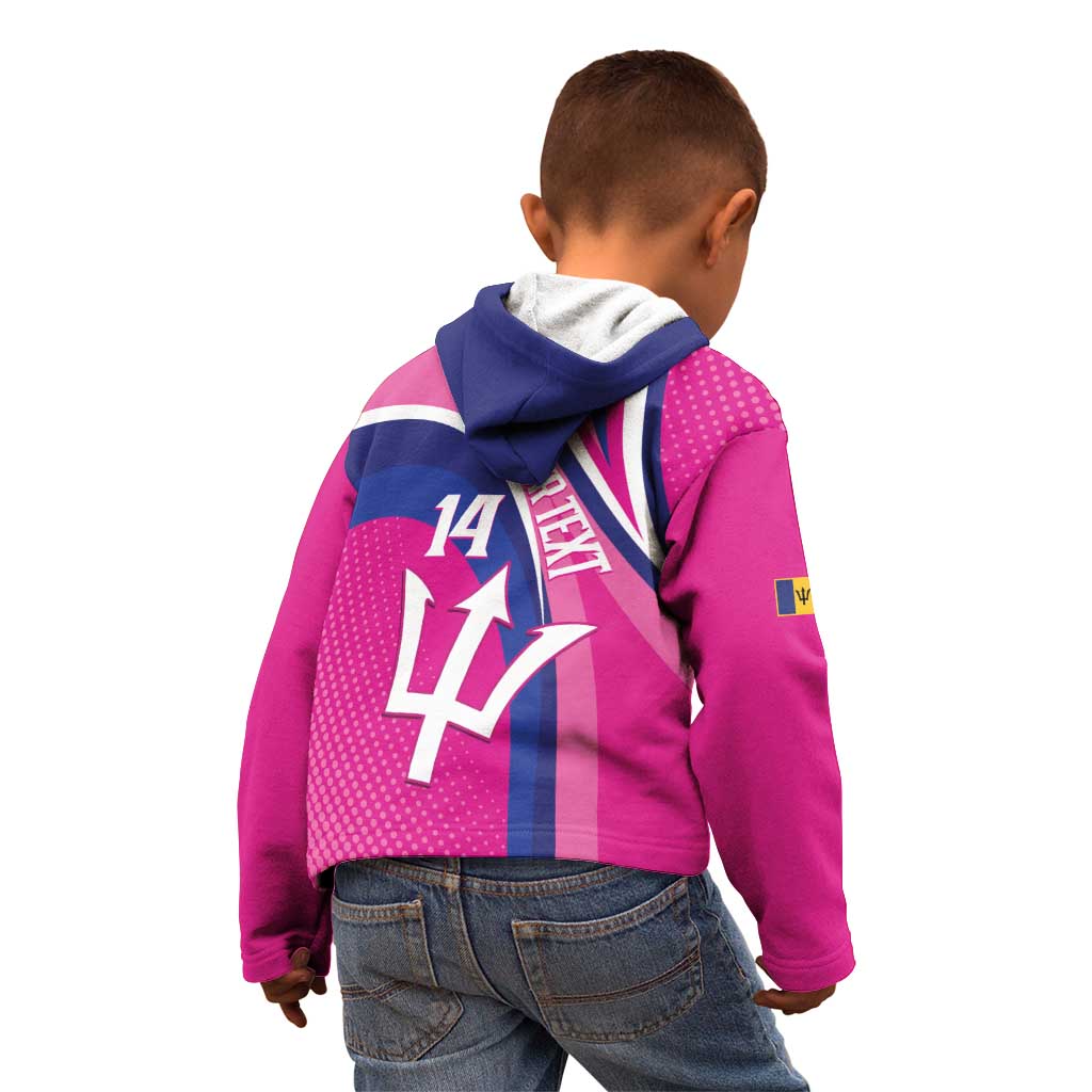 Custom Barbados Royals Cricket Kid Hoodie Go Champions Tridents Pink Version