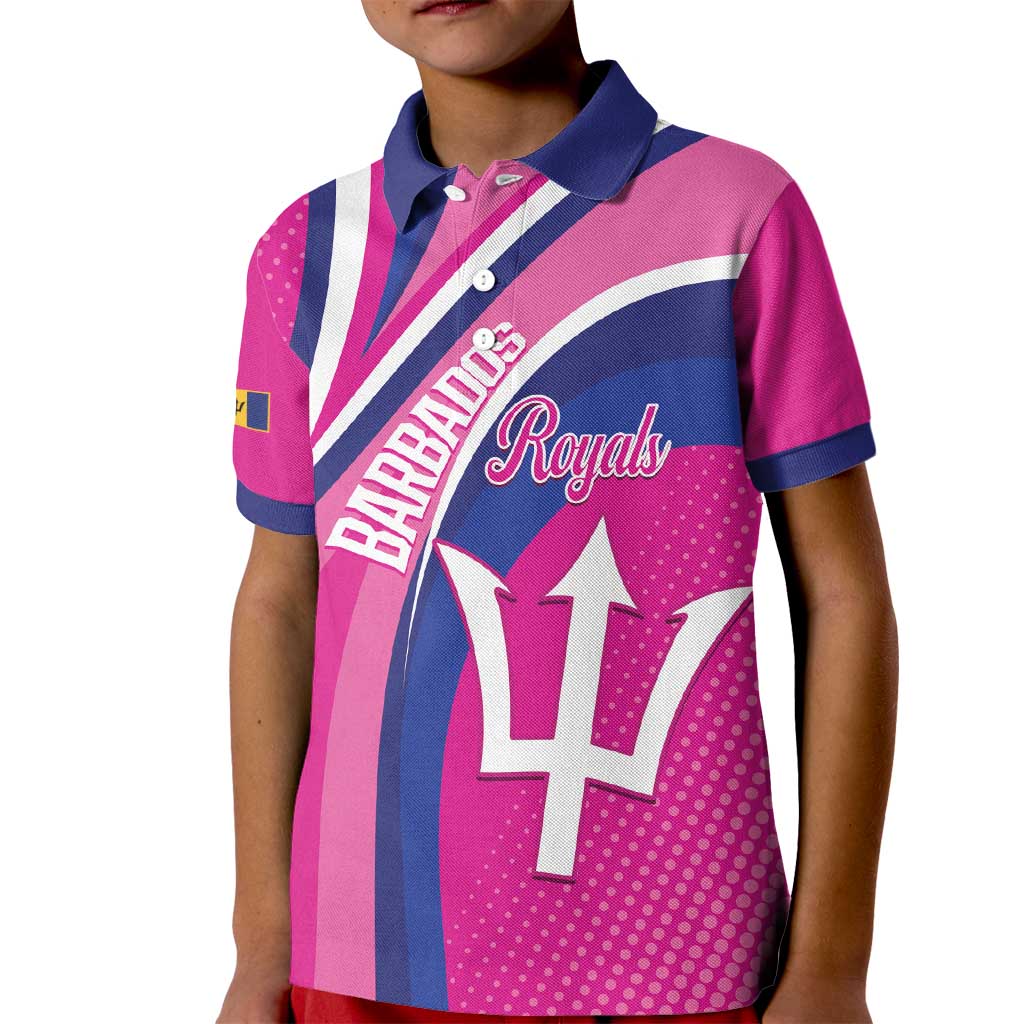Custom Barbados Royals Cricket Kid Polo Shirt Go Champions Tridents Pink Version