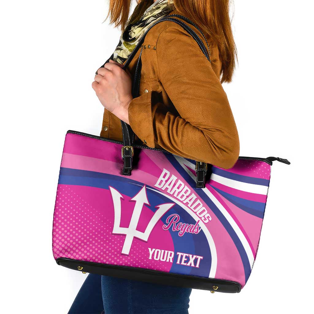 Custom Barbados Royals Cricket Leather Tote Bag Go Champions Tridents Pink Version