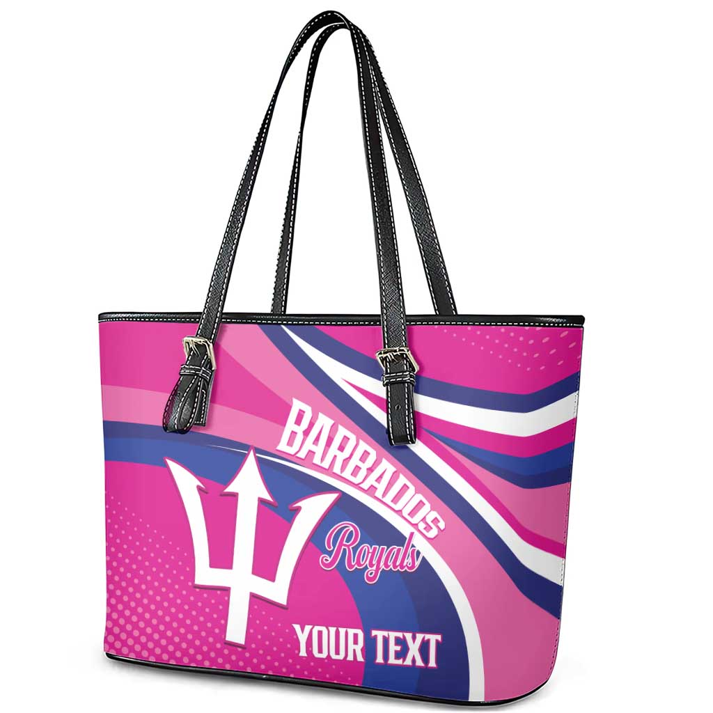Custom Barbados Royals Cricket Leather Tote Bag Go Champions Tridents Pink Version