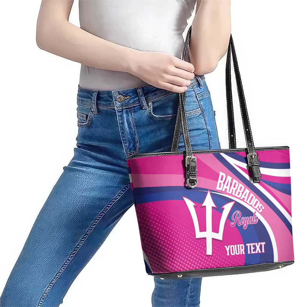 Custom Barbados Royals Cricket Leather Tote Bag Go Champions Tridents Pink Version