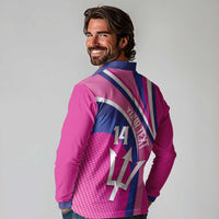 Custom Barbados Royals Cricket Long Sleeve Polo Shirt Go Champions Tridents Pink Version