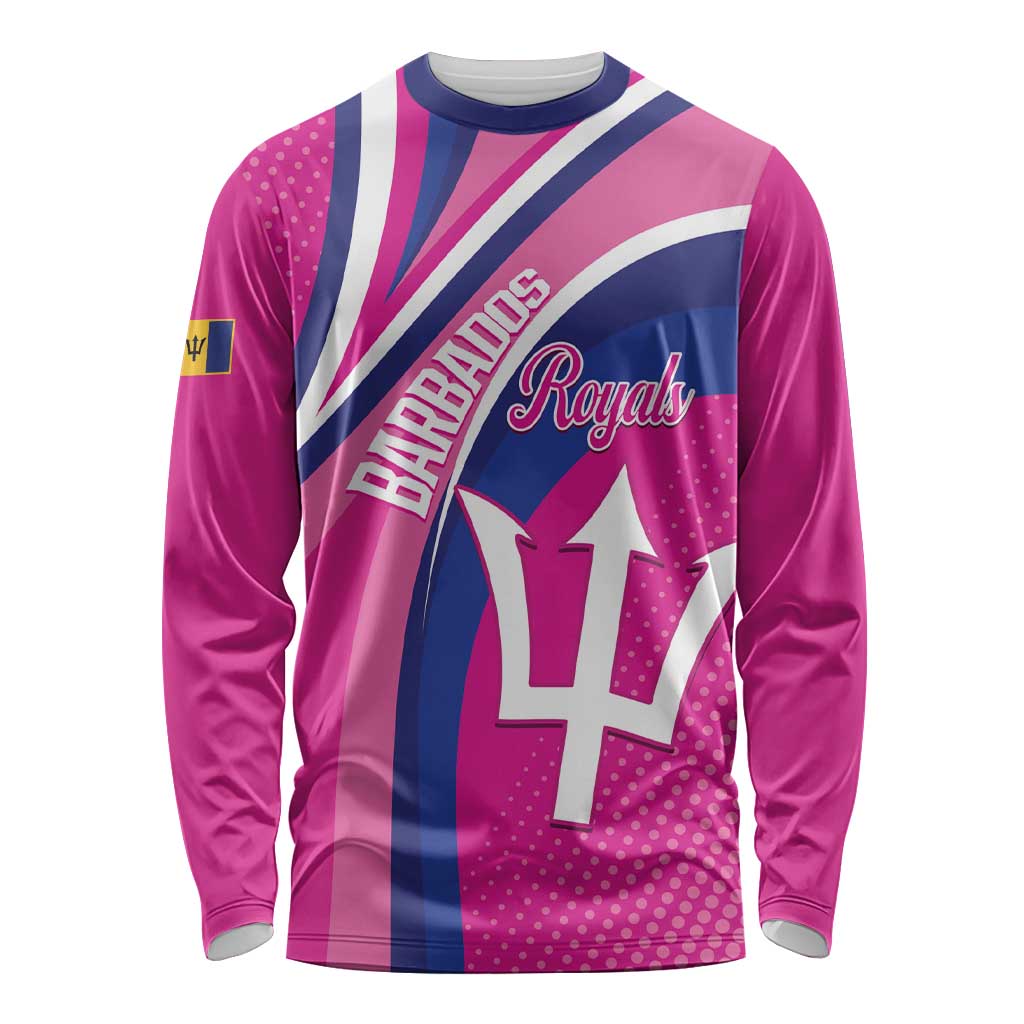 Custom Barbados Royals Cricket Long Sleeve Shirt Go Champions Tridents Pink Version