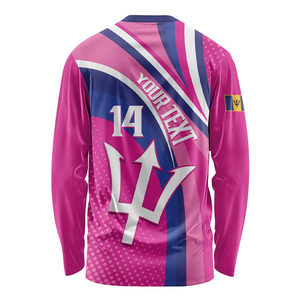 Custom Barbados Royals Cricket Long Sleeve Shirt Go Champions Tridents Pink Version