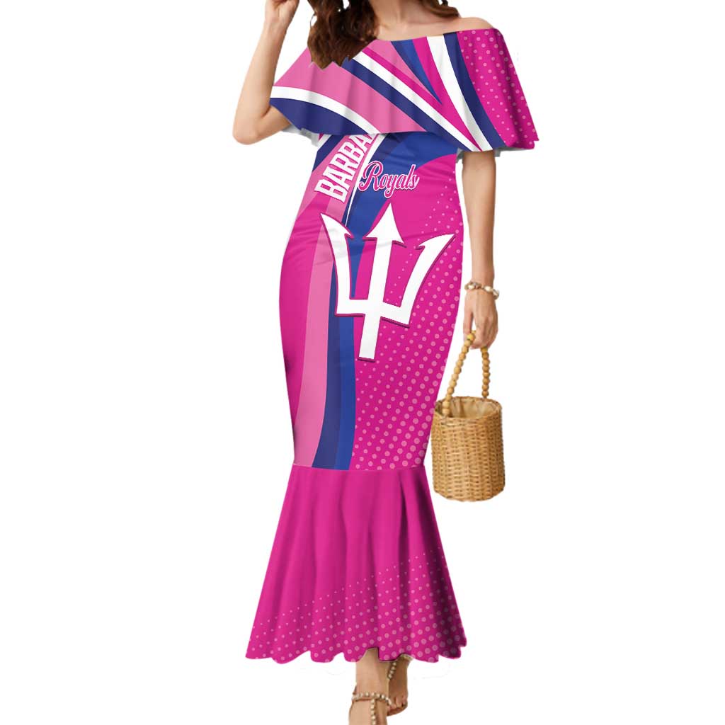 Custom Barbados Royals Cricket Mermaid Dress Go Champions Tridents Pink Version