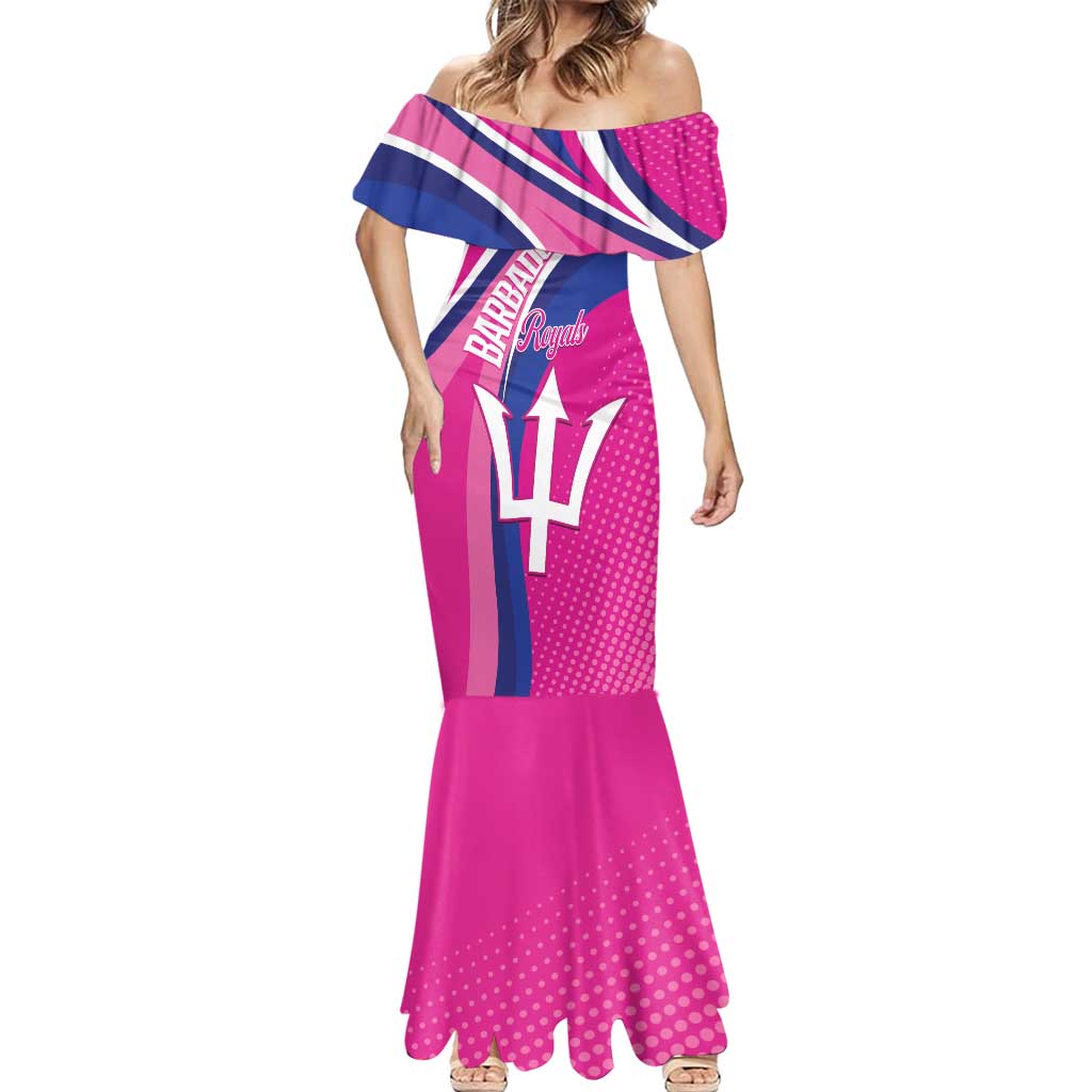 Custom Barbados Royals Cricket Mermaid Dress Go Champions Tridents Pink Version