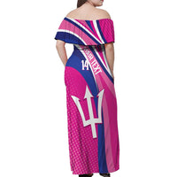 Custom Barbados Royals Cricket Off Shoulder Maxi Dress Go Champions Tridents Pink Version