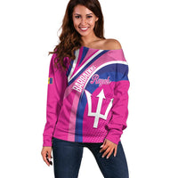 Custom Barbados Royals Cricket Off Shoulder Sweater Go Champions Tridents Pink Version