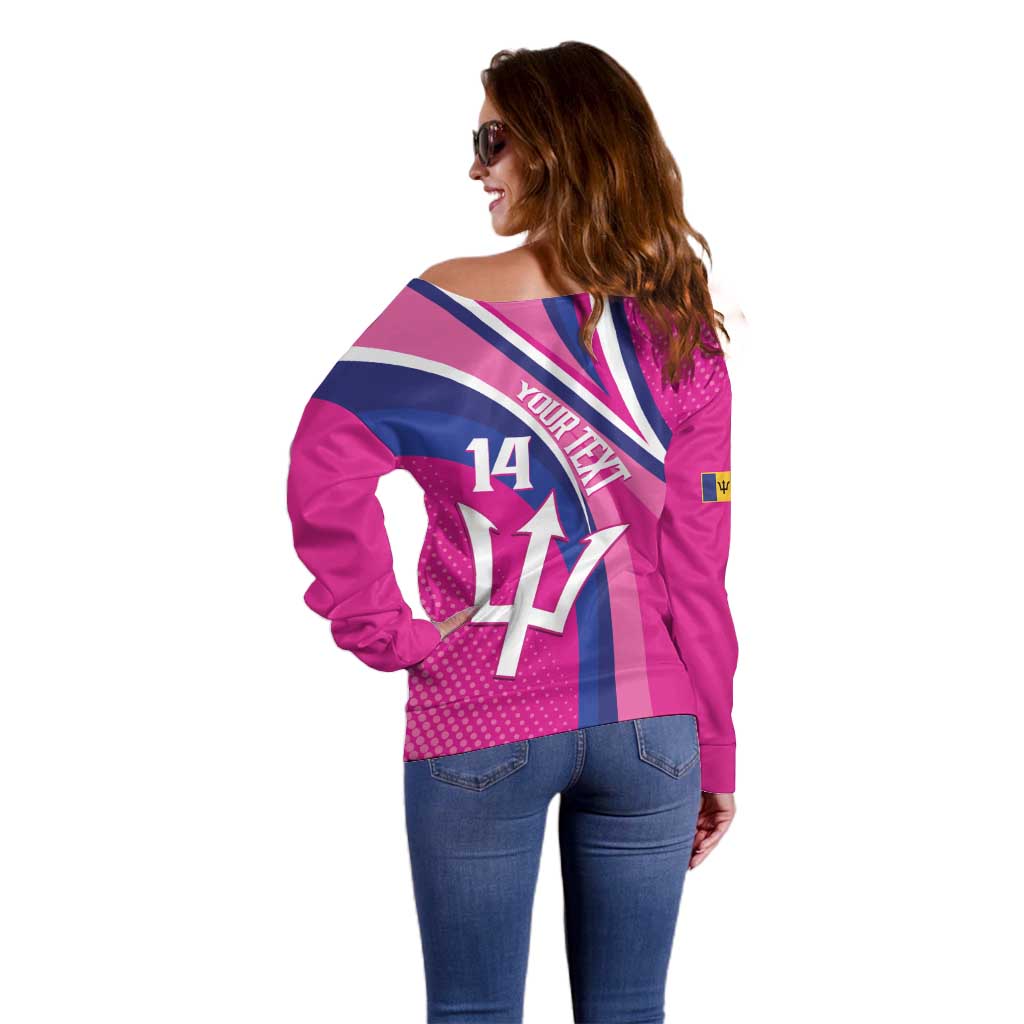 Custom Barbados Royals Cricket Off Shoulder Sweater Go Champions Tridents Pink Version