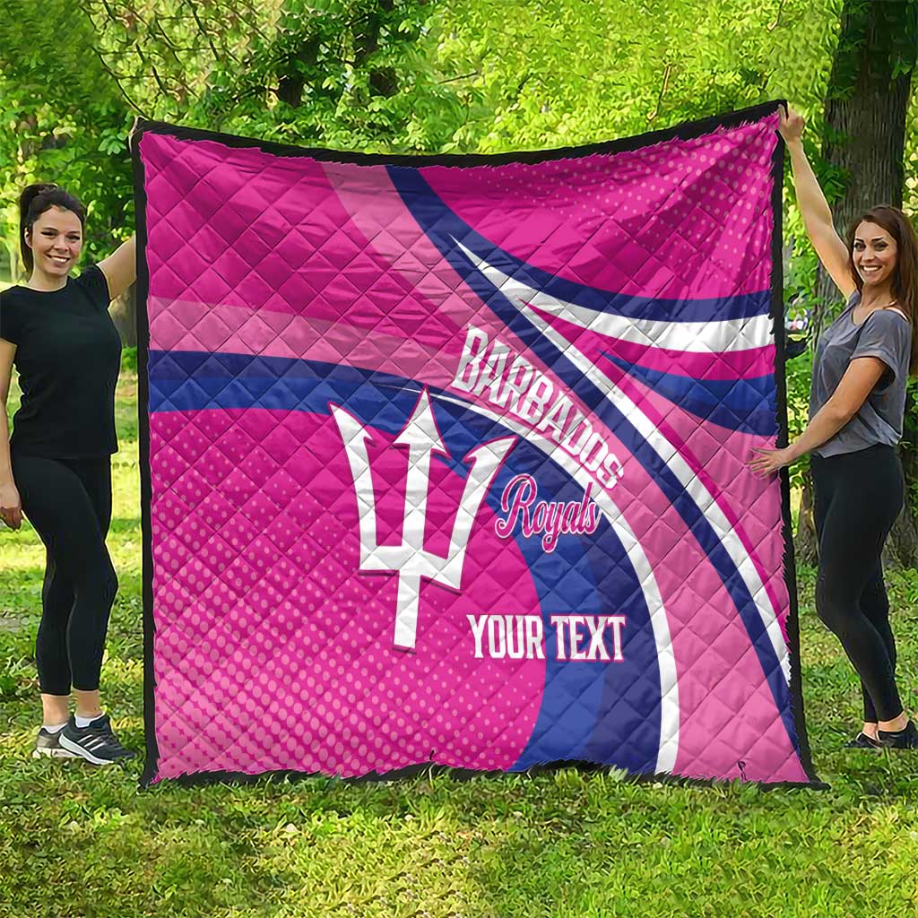Custom Barbados Royals Cricket Quilt Go Champions Tridents Pink Version