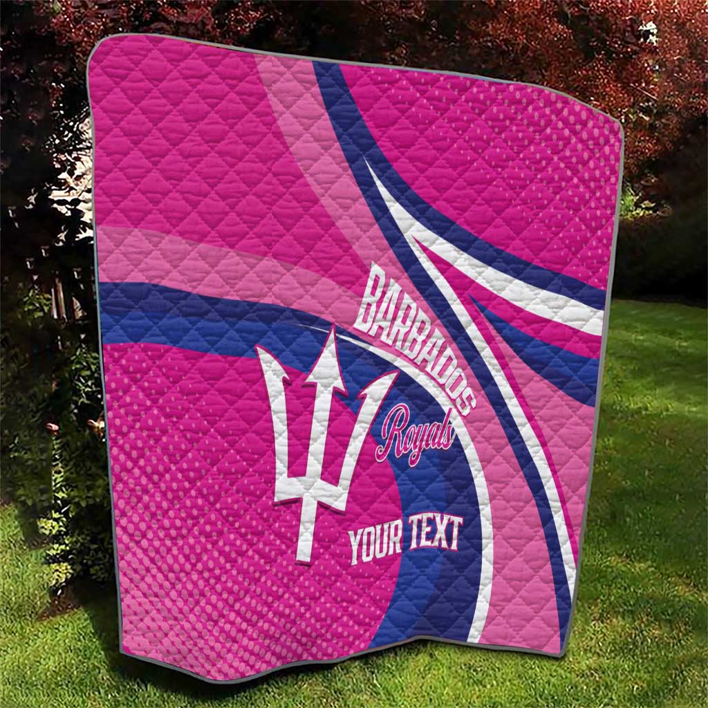 Custom Barbados Royals Cricket Quilt Go Champions Tridents Pink Version