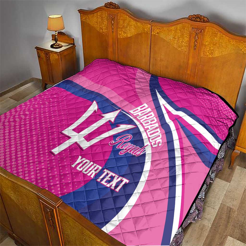 Custom Barbados Royals Cricket Quilt Go Champions Tridents Pink Version