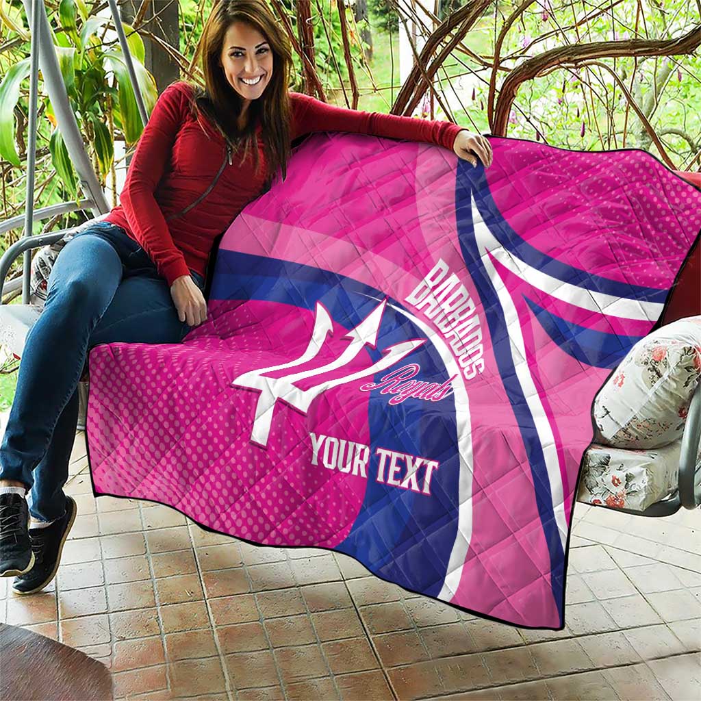 Custom Barbados Royals Cricket Quilt Go Champions Tridents Pink Version