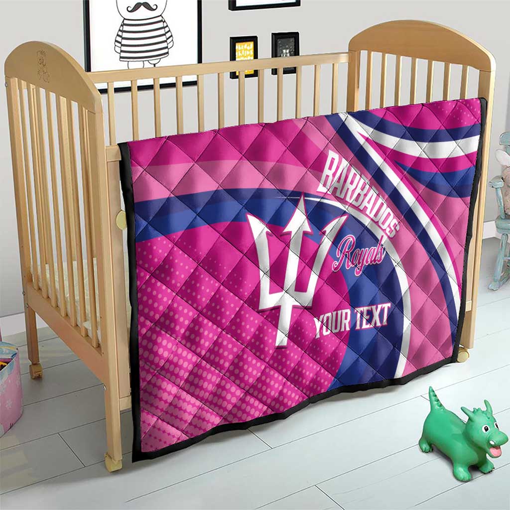 Custom Barbados Royals Cricket Quilt Go Champions Tridents Pink Version