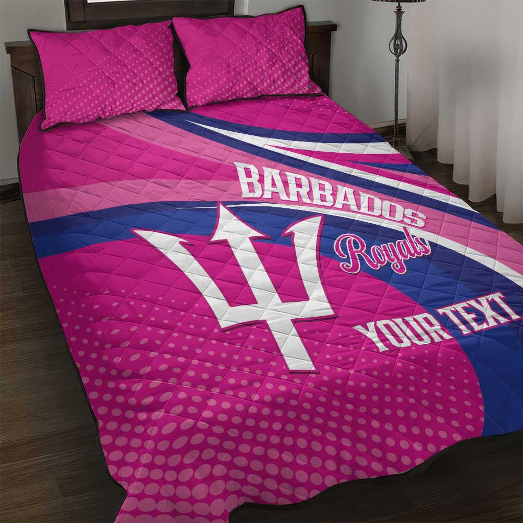 Custom Barbados Royals Cricket Quilt Bed Set Go Champions Tridents Pink Version