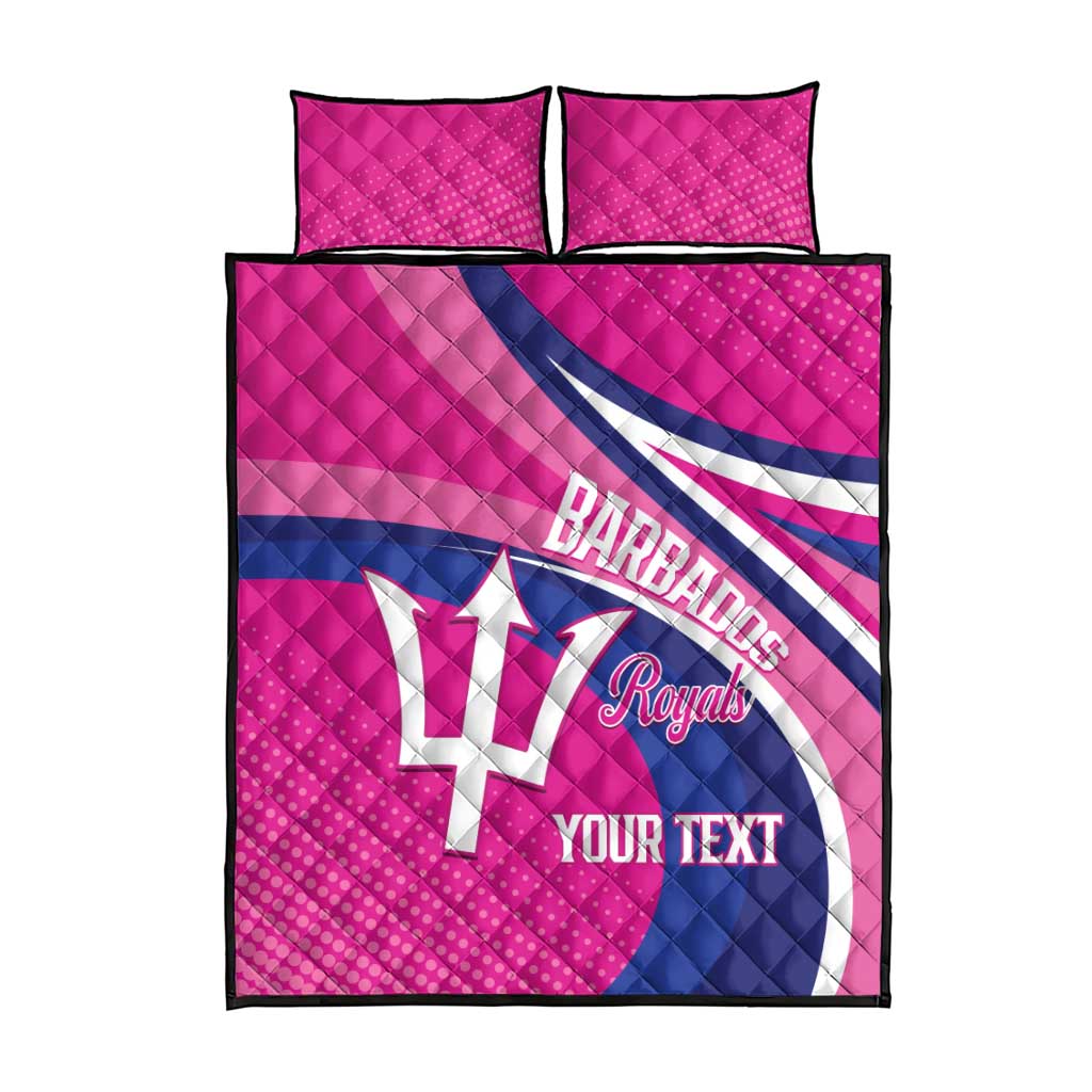 Custom Barbados Royals Cricket Quilt Bed Set Go Champions Tridents Pink Version