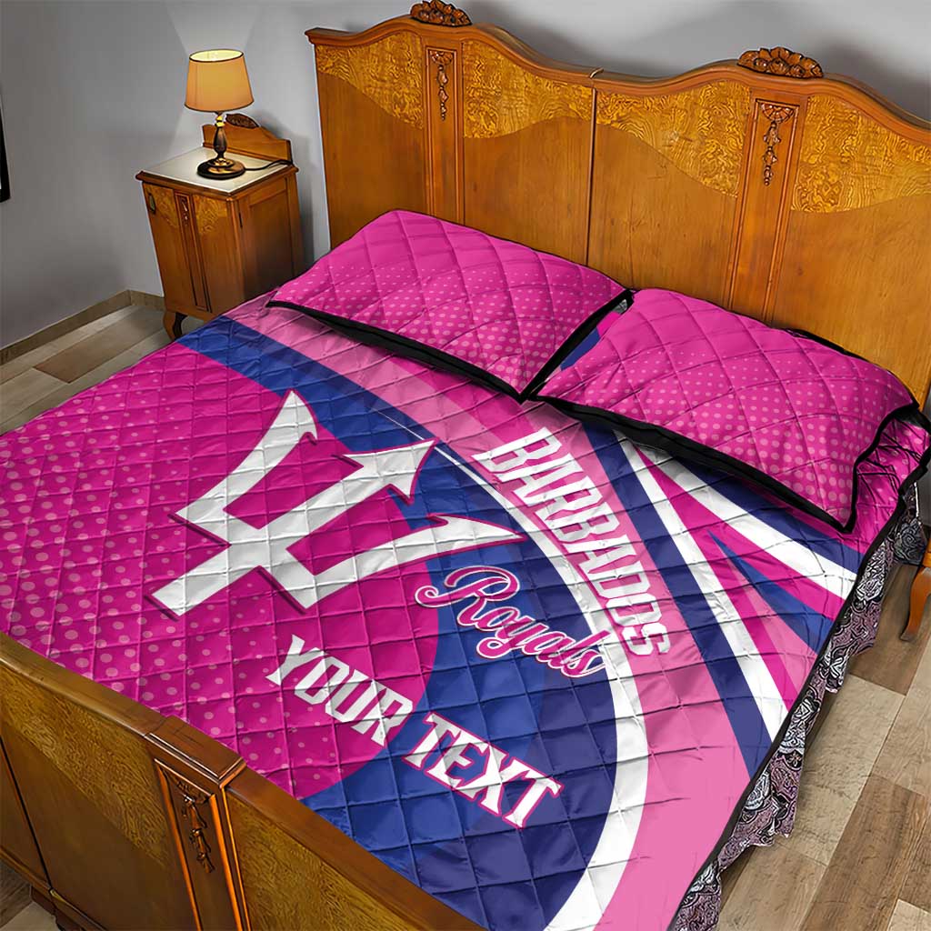 Custom Barbados Royals Cricket Quilt Bed Set Go Champions Tridents Pink Version