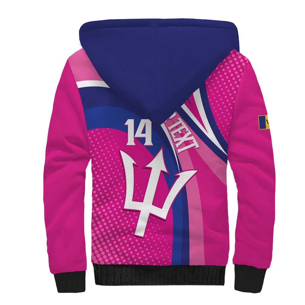 Custom Barbados Royals Cricket Sherpa Hoodie Go Champions Tridents Pink Version
