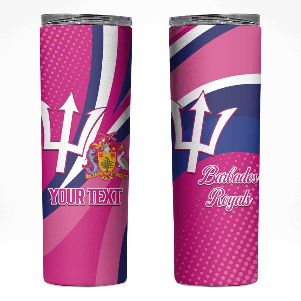 Custom Barbados Royals Cricket Skinny Tumbler Go Champions Tridents Pink Version