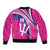 Custom Barbados Royals Cricket Sleeve Zip Bomber Jacket Go Champions Tridents Pink Version