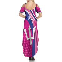 Custom Barbados Royals Cricket Summer Maxi Dress Go Champions Tridents Pink Version