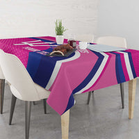 Custom Barbados Royals Cricket Tablecloth Go Champions Tridents Pink Version