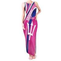 Custom Barbados Royals Cricket Tank Maxi Dress Go Champions Tridents Pink Version