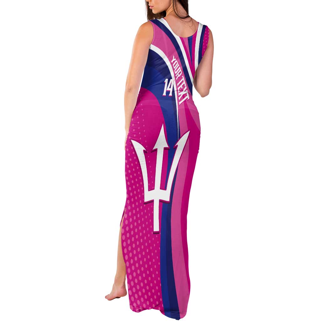 Custom Barbados Royals Cricket Tank Maxi Dress Go Champions Tridents Pink Version