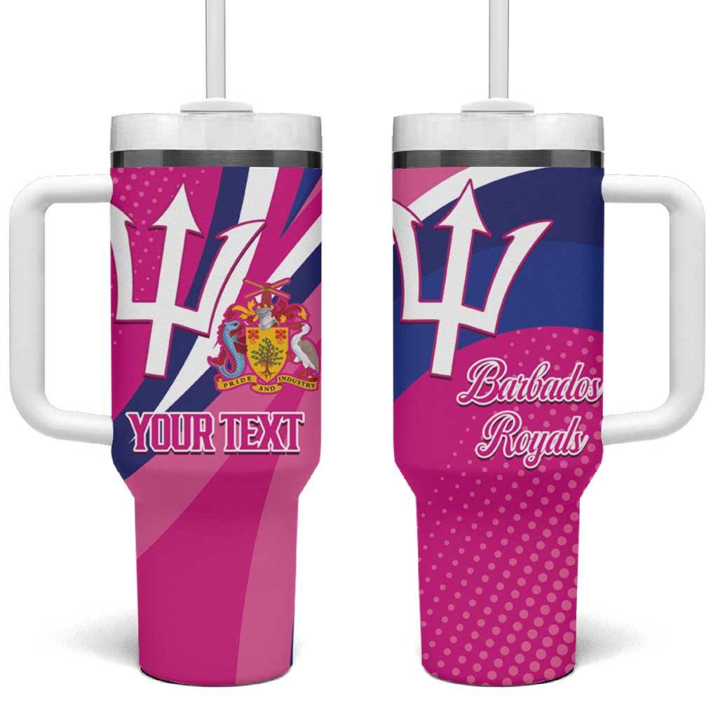 Custom Barbados Royals Cricket Tumbler With Handle Go Champions Tridents Pink Version