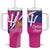 Custom Barbados Royals Cricket Tumbler With Handle Go Champions Tridents Pink Version