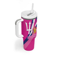 Custom Barbados Royals Cricket Tumbler With Handle Go Champions Tridents Pink Version