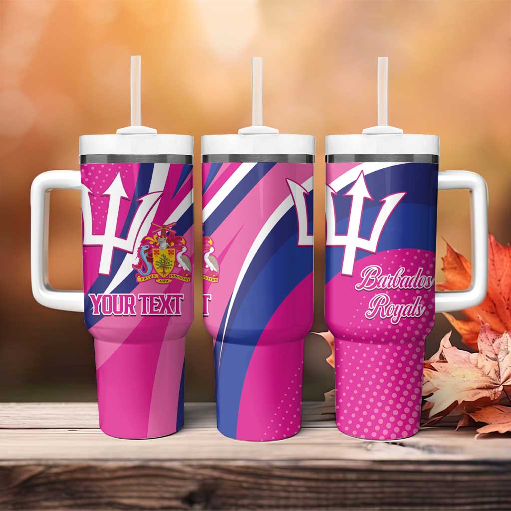 Custom Barbados Royals Cricket Tumbler With Handle Go Champions Tridents Pink Version