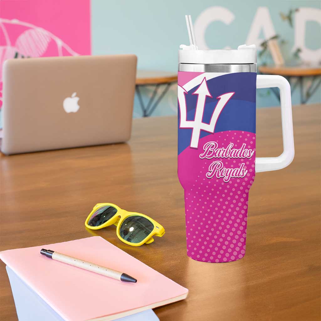 Custom Barbados Royals Cricket Tumbler With Handle Go Champions Tridents Pink Version
