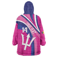 Custom Barbados Royals Cricket Wearable Blanket Hoodie Go Champions Tridents Pink Version