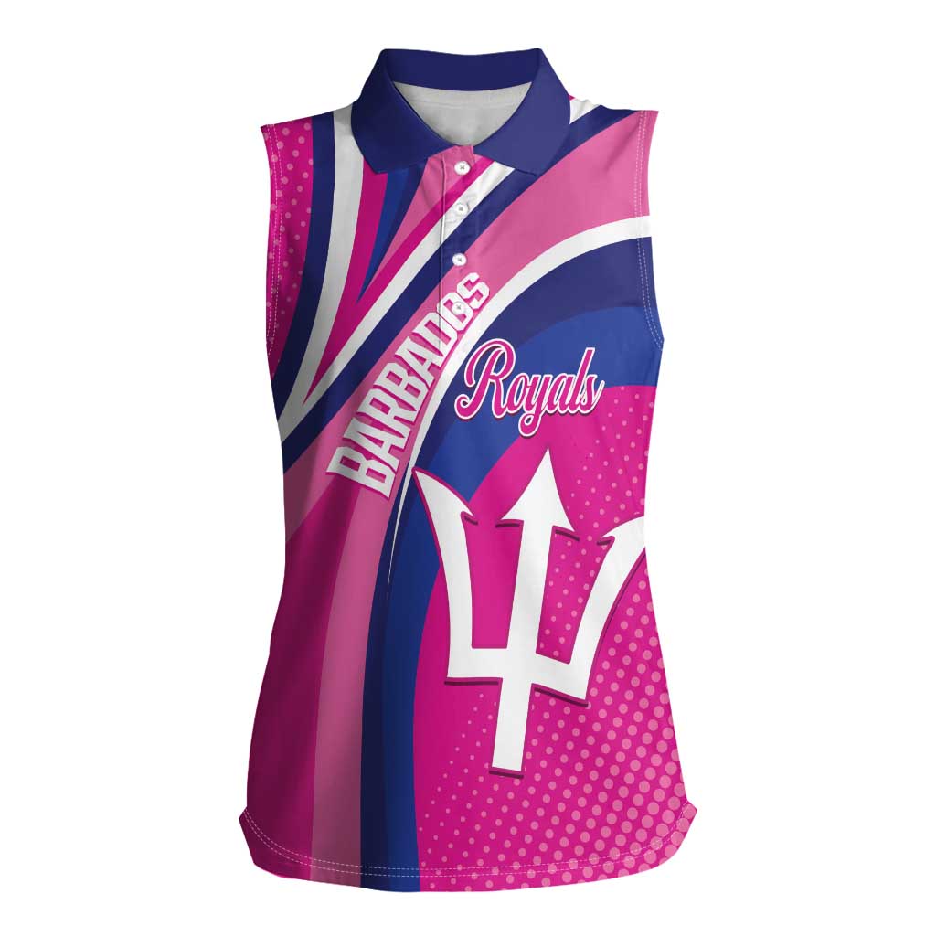 Custom Barbados Royals Cricket Women Sleeveless Polo Shirt Go Champions Tridents Pink Version