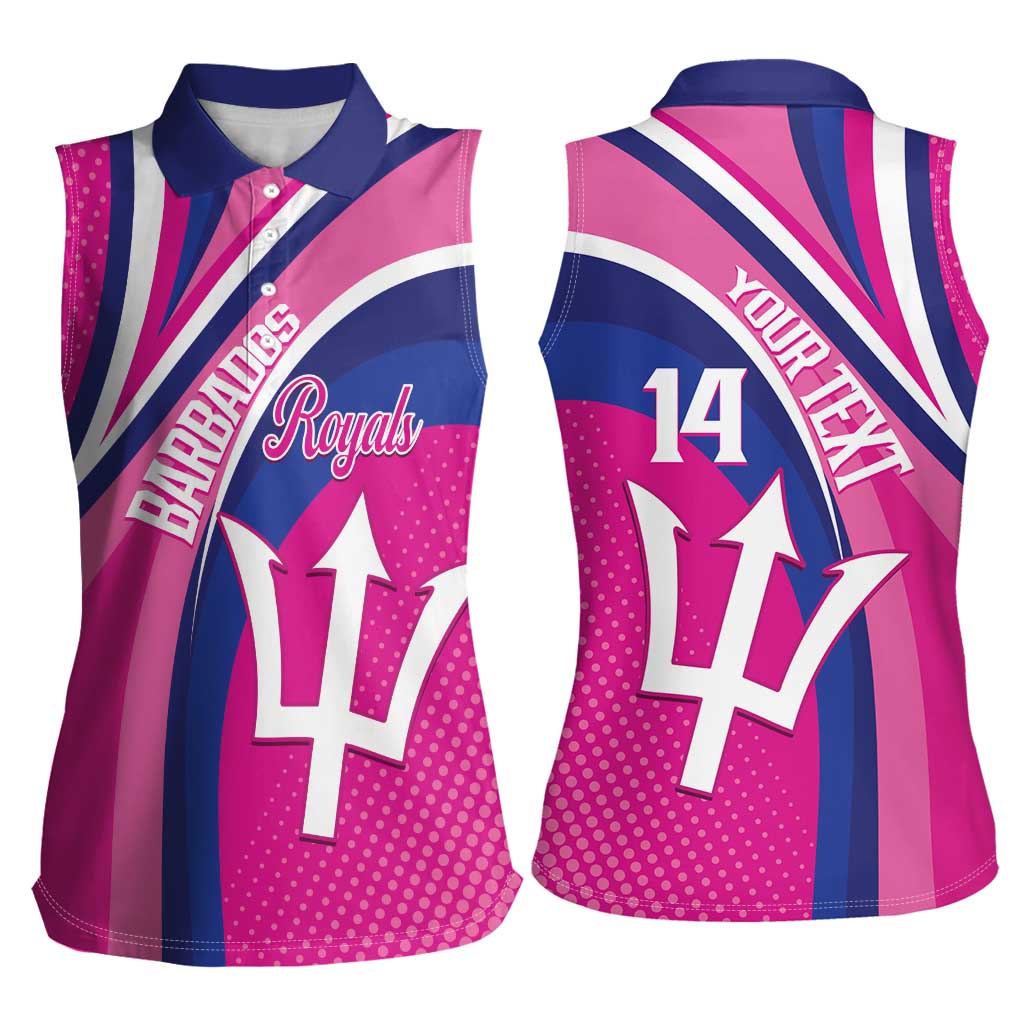 Custom Barbados Royals Cricket Women Sleeveless Polo Shirt Go Champions Tridents Pink Version