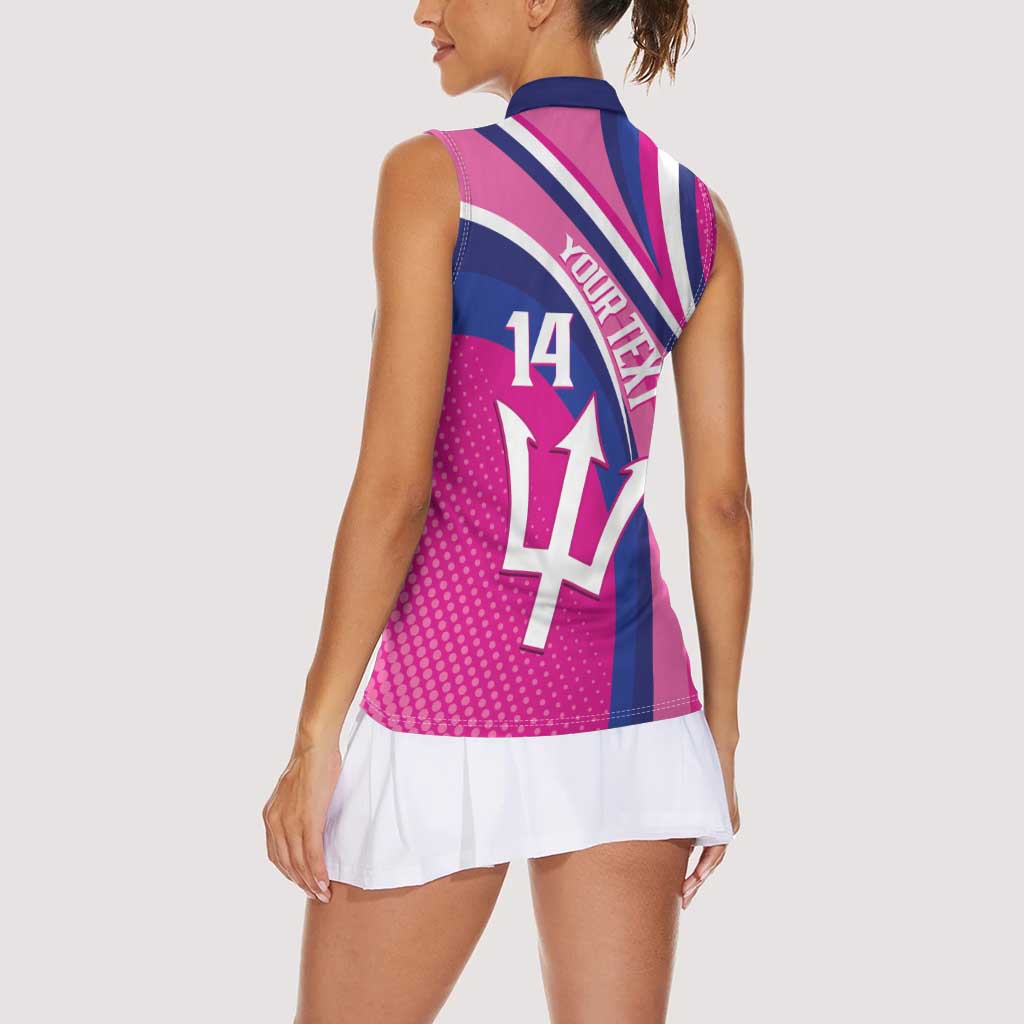 Custom Barbados Royals Cricket Women Sleeveless Polo Shirt Go Champions Tridents Pink Version