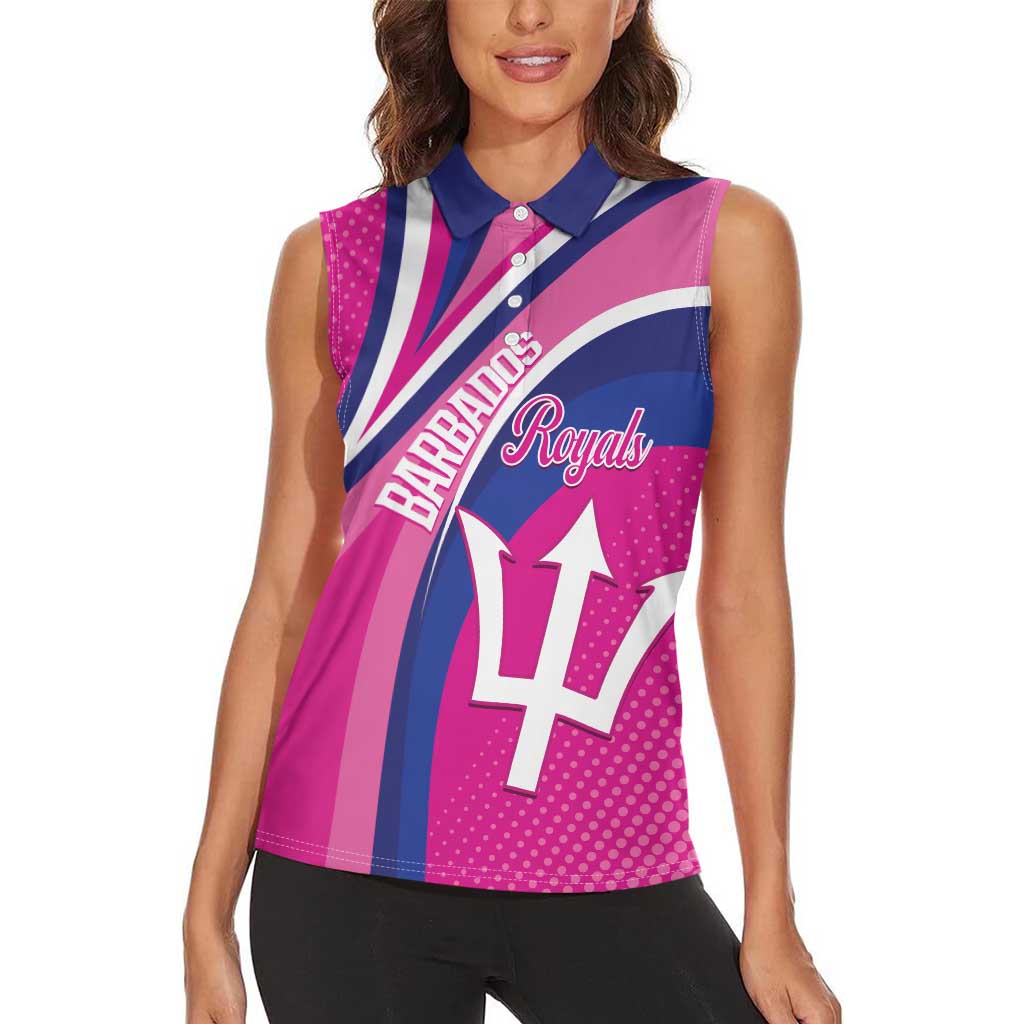 Custom Barbados Royals Cricket Women Sleeveless Polo Shirt Go Champions Tridents Pink Version