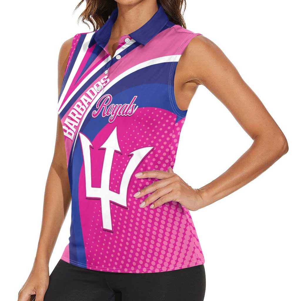 Custom Barbados Royals Cricket Women Sleeveless Polo Shirt Go Champions Tridents Pink Version