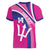 Custom Barbados Royals Cricket Women V-Neck T-Shirt Go Champions Tridents Pink Version