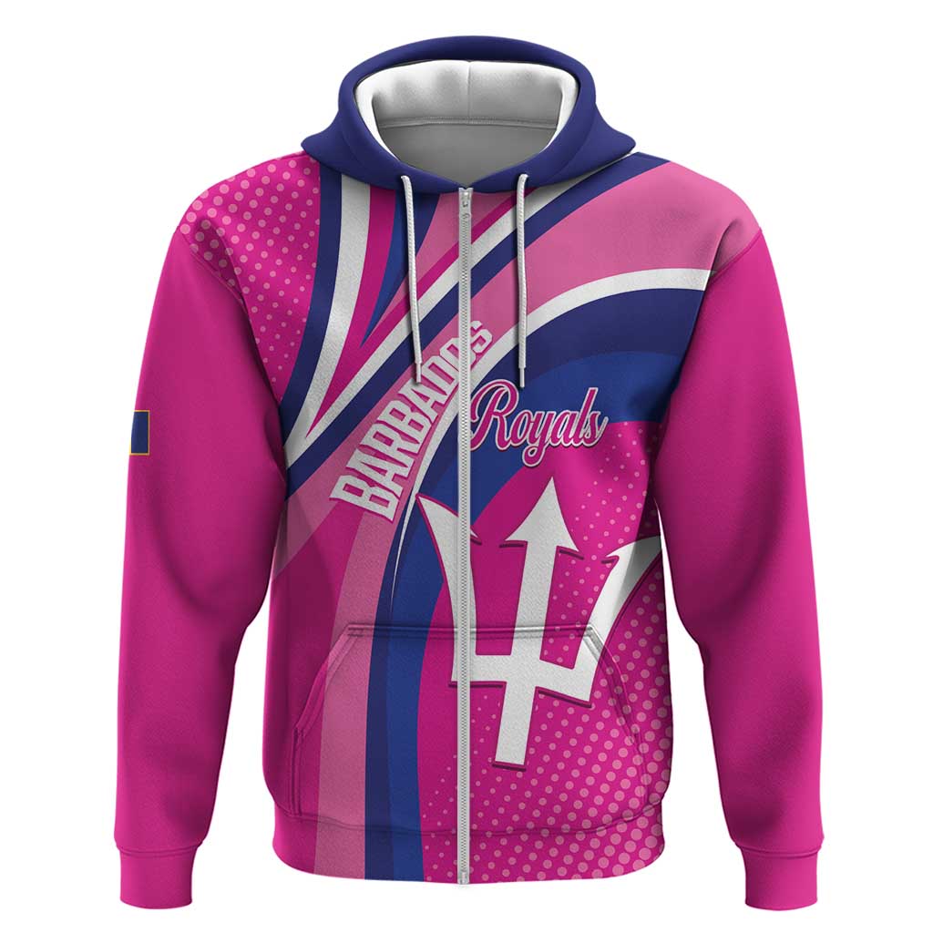 Custom Barbados Royals Cricket Zip Hoodie Go Champions Tridents Pink Version