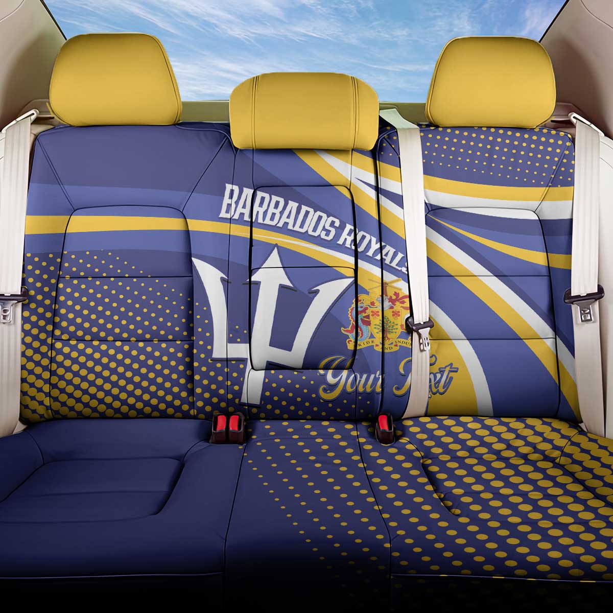 Custom Barbados Royals Cricket Back Car Seat Cover Go Champions Tridents Yellow Version