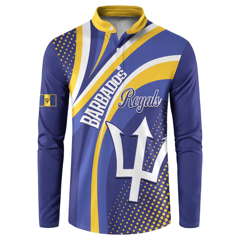 Custom Barbados Royals Cricket Button Sweatshirt Go Champions Tridents Yellow Version