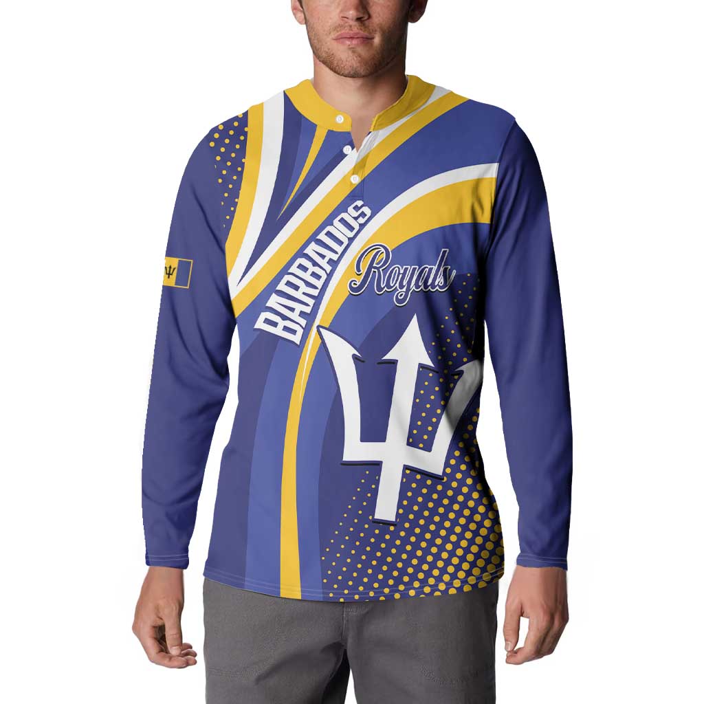 Custom Barbados Royals Cricket Button Sweatshirt Go Champions Tridents Yellow Version