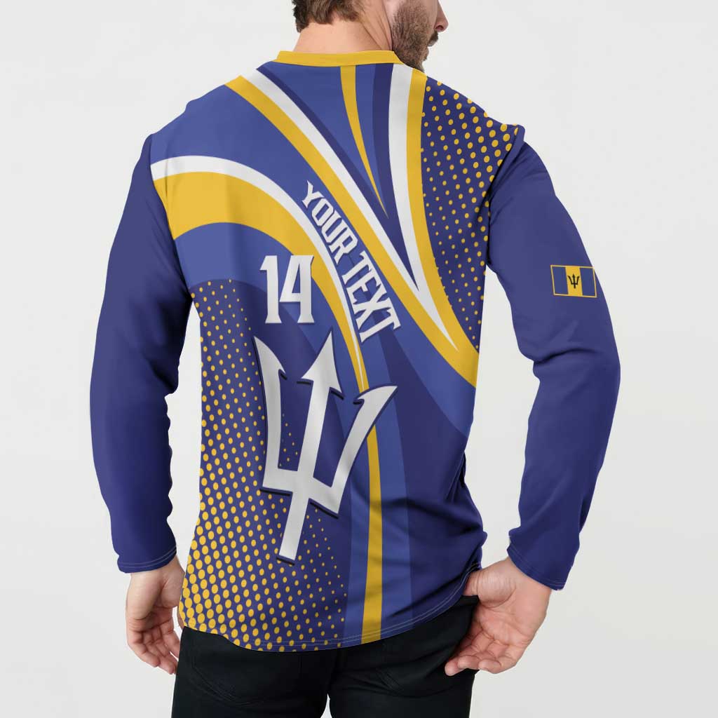 Custom Barbados Royals Cricket Button Sweatshirt Go Champions Tridents Yellow Version