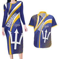Custom Barbados Royals Cricket Couples Matching Long Sleeve Bodycon Dress and Hawaiian Shirt Go Champions Tridents Yellow Version
